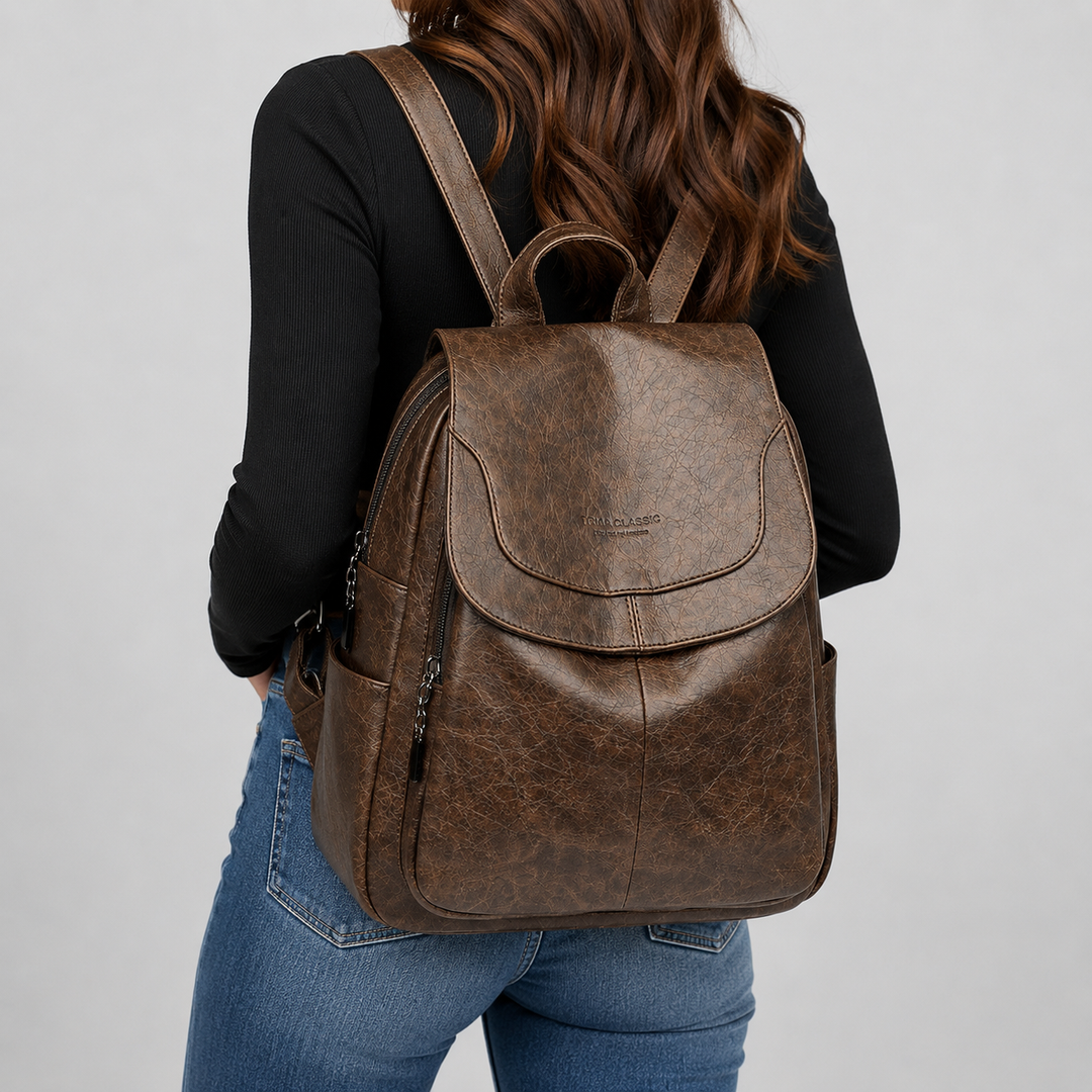 Waverly Leather Flap Backpack