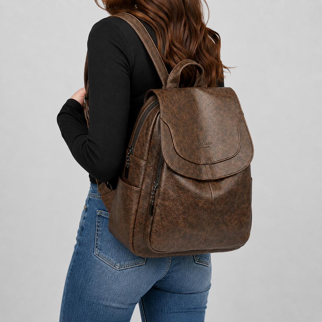 Waverly Leather Flap Backpack